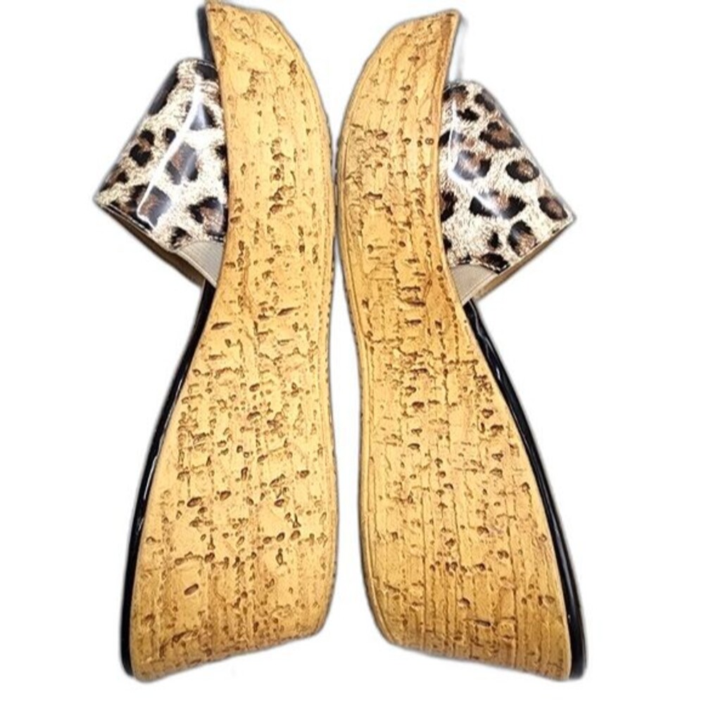 Callisto of California Cheetah Print High Platform‎ Wedge Slides Size 8 - Picture 4 of 9
